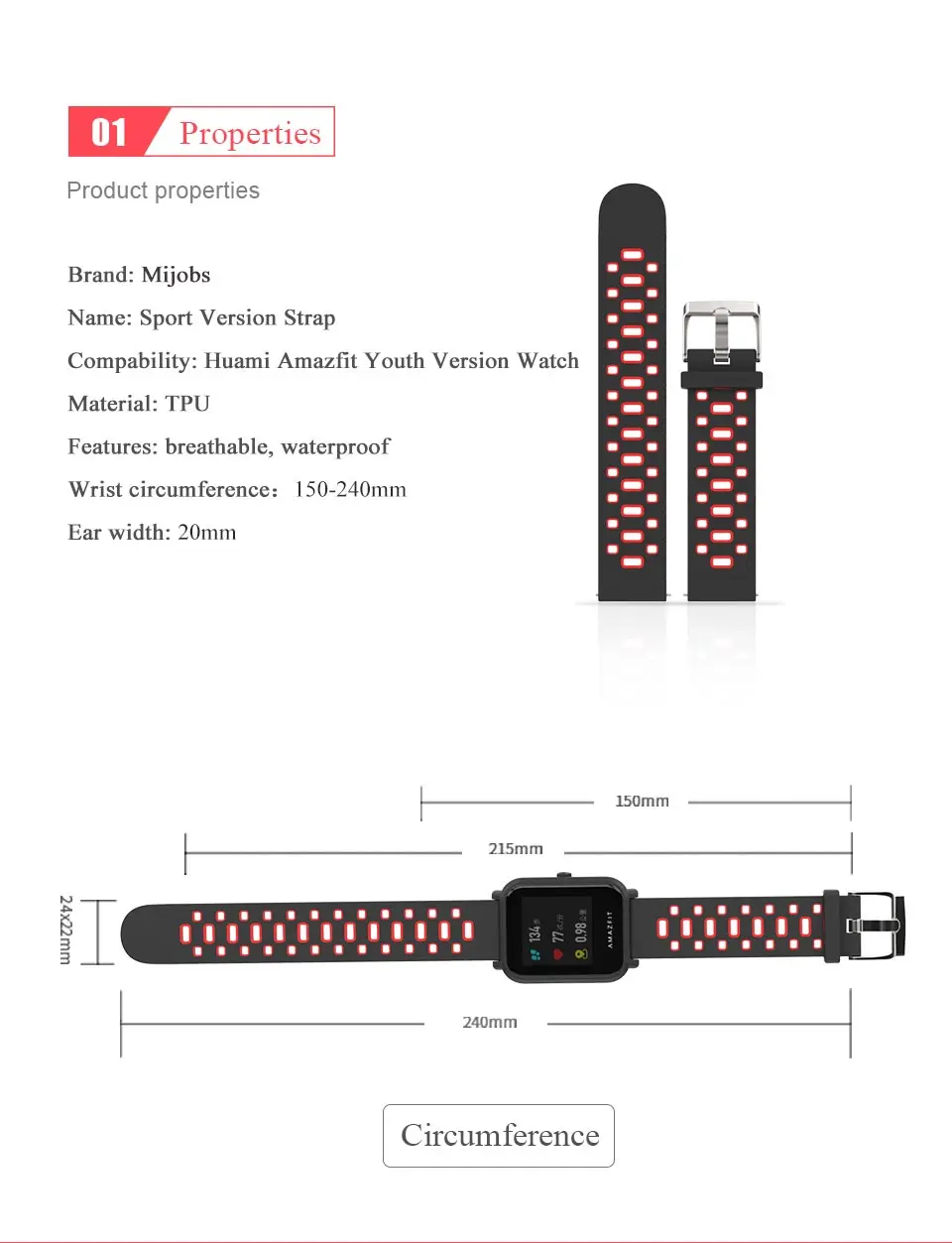 Mijobs 20mm Sports Silicone Wrist Strap for Xiaomi Huami Amazfit Bip BIT PACE Lite Youth Smart watch Wristband Bracelet Correa