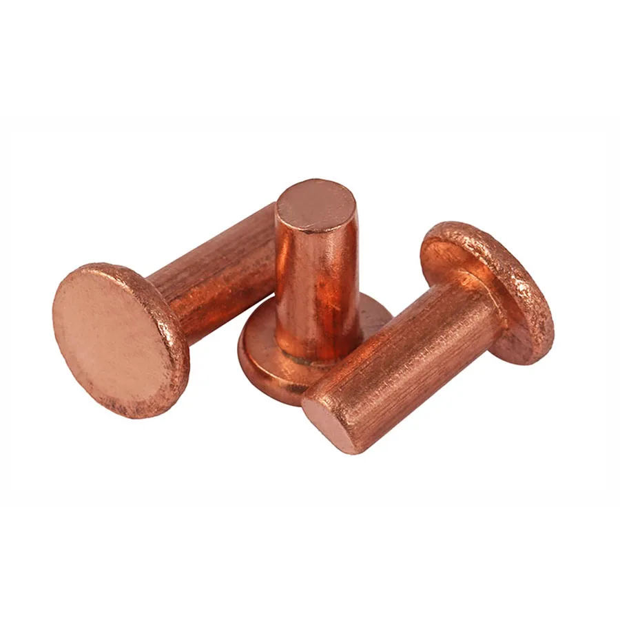 10Pcs M4 M5 Standard GB109 Flat Head Copper Rivet Solid Rivet Flat Cap Copper NailRivets