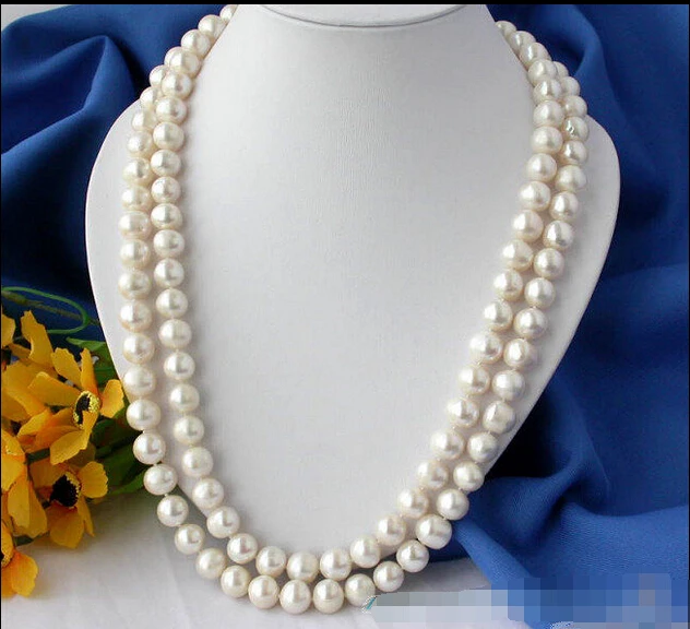 

A BW1471 REAL 50" 12MM ROUND WHITE FRESHWATER CULTURED PEARL NECKLACE