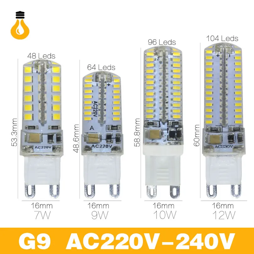 G9 светодиодный 7 9 10 12 W AC220V 240 V lampara bombilla 2835 SMD 3014 g9 luz reemplazar 30/40 Вт halogena de