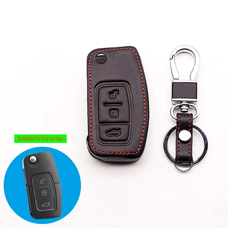 3 кнопочный кожаный чехол для ключей Ford Focus 2 MK2 седан хэтчбек автомобильный