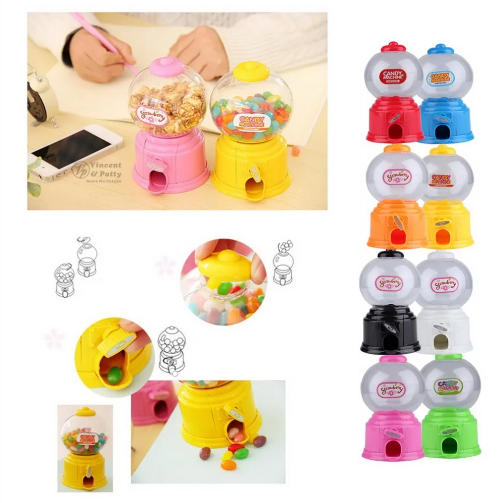 Cute Mini Bubble Gum Ball Candy Dispenser Machine Coin Box