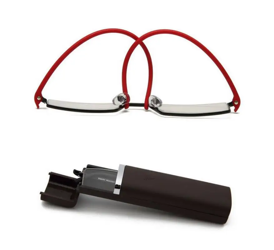 Mayitr 1 pc Unisex medio marco gafas de lectura sin montura 2 colores lector profesional gafas presbiópicas con funda + 1,0- + 4,0
