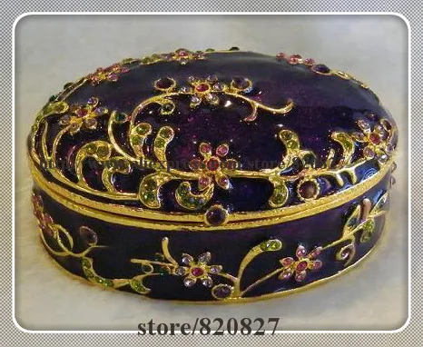 Classic Jewelry Box Crystals Keepsake Box Oval Shaped Trinket Jewelry Box Multi-Color Jeweled Wedding Ring Holding Gift Box