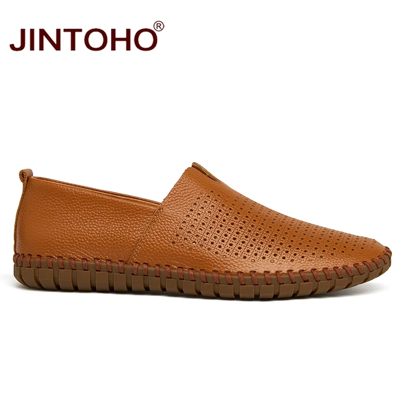 Туфли JINTOHO мужские из натуральной кожи Модные слипоны итальянские кожаные лоферы