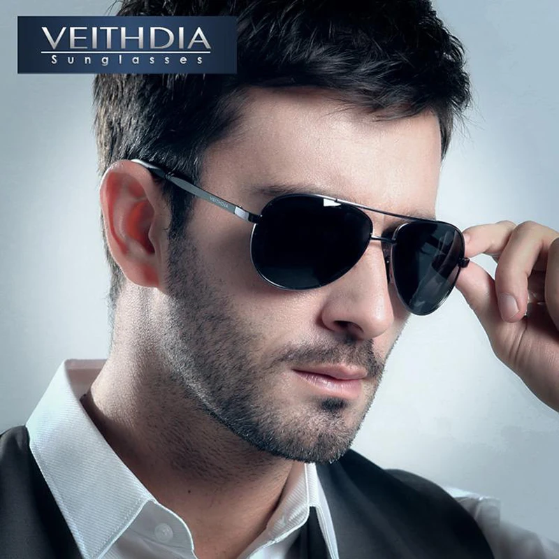 Мужские Солнцезащитные очки авиаторы VEITHDIA Брендовые в литой оправе с