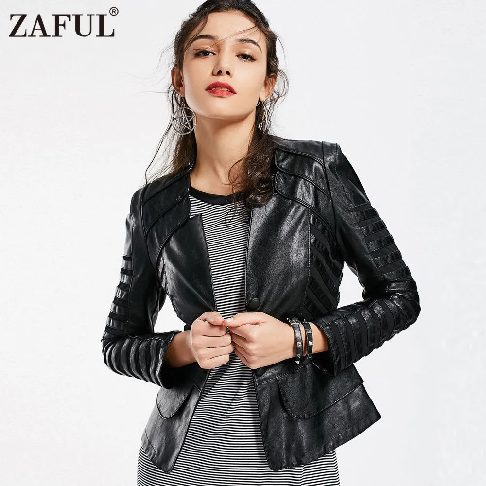 ZAFUL Autumn Soft PU Leather Jacket Women Slim Fit