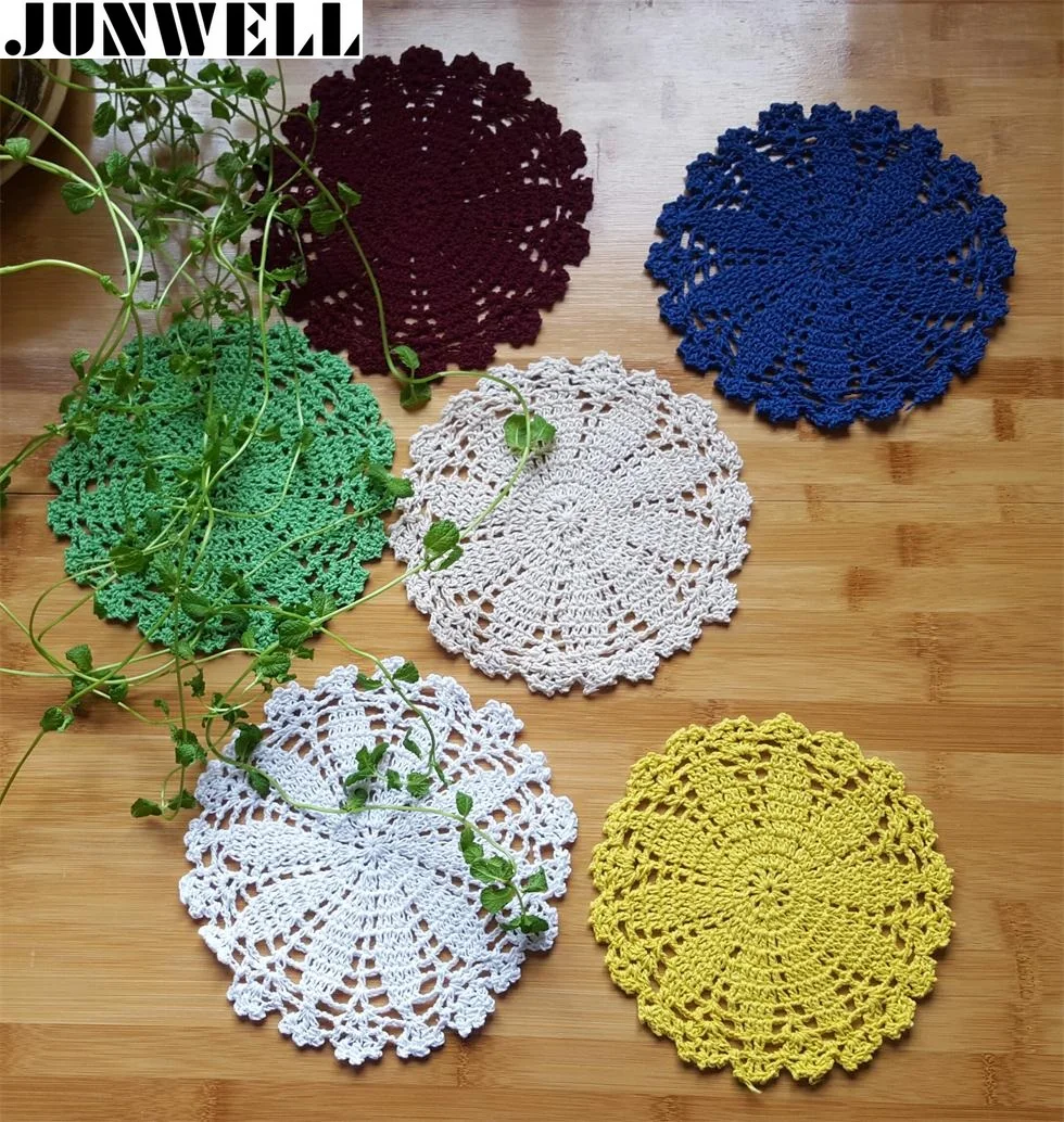 18CM 7" RD Shabby Chic Multi Color Vintage Crocheted Doilies Handmade