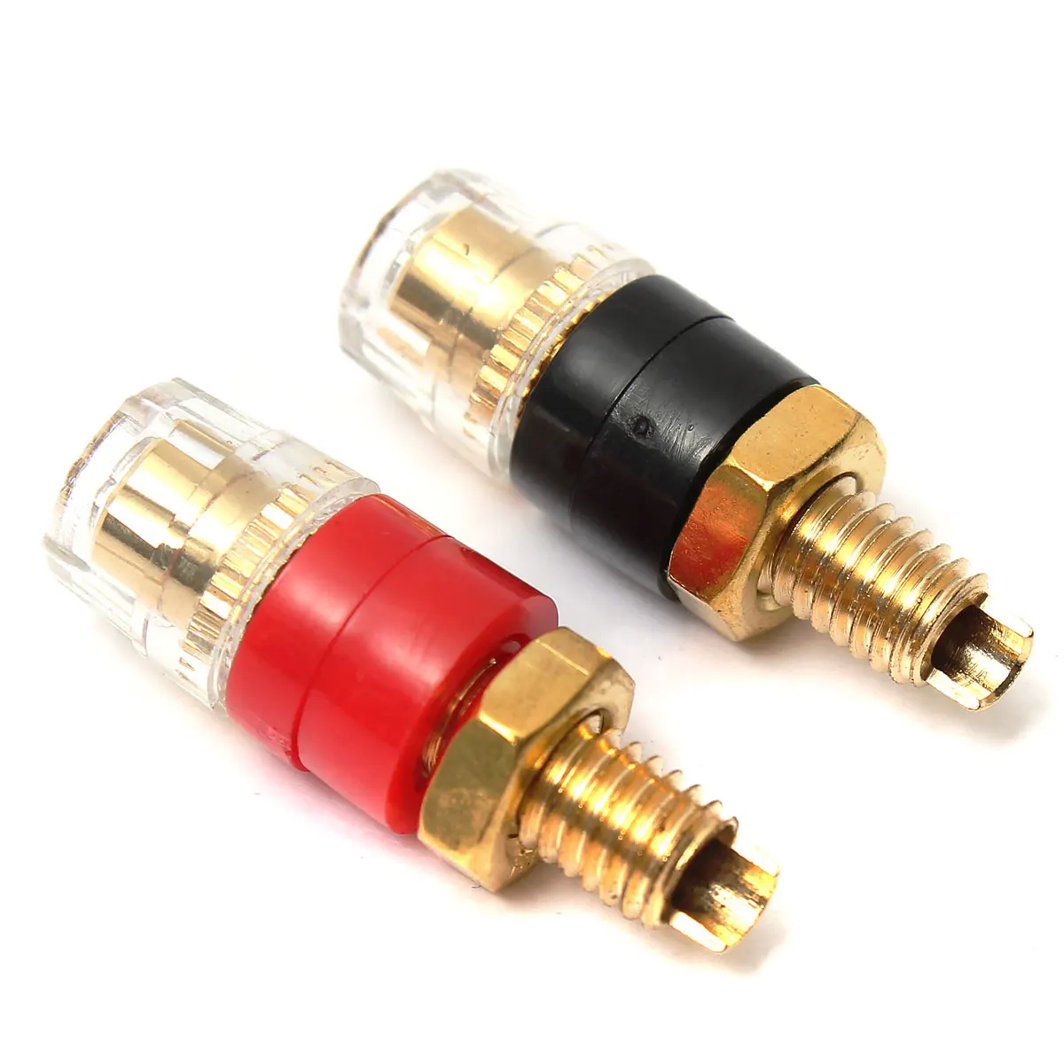 

SWILET 2pcs Copper Terminal Black Red for 4mm Banana Plug Connector Jack Speaker Cable Amplifier