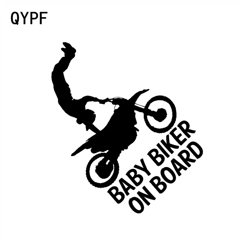 

QYPF 13.2CM*15CM BABY BIKER ON BOARD Vinyl Car Motorcycle Sticker Decal Black Sliver C14-0248
