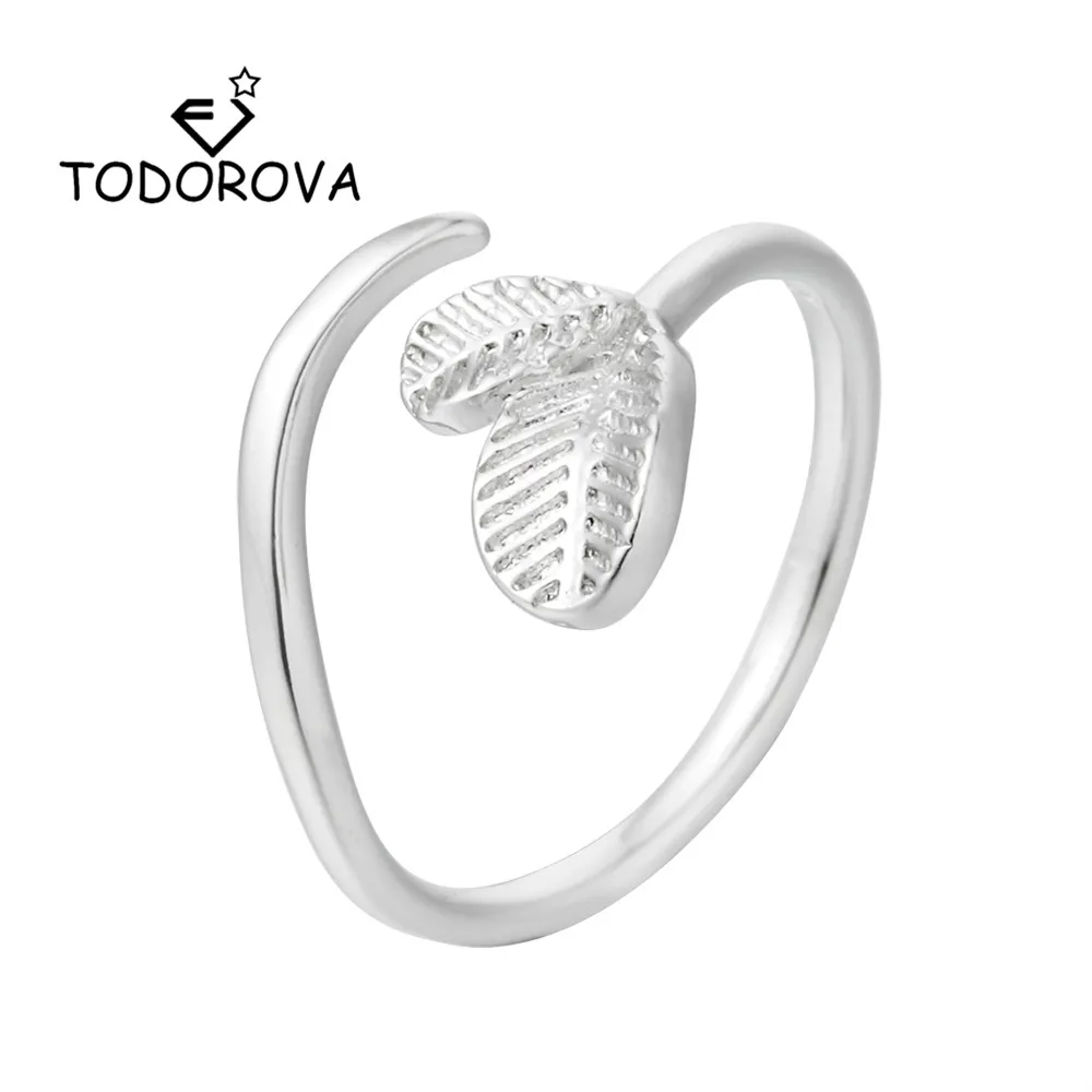 

Todorova Silver Adjustable Toe Ring Bague Femme Anel Simple BFF Double Leaf Rings for Women Men Fashion Jewelry