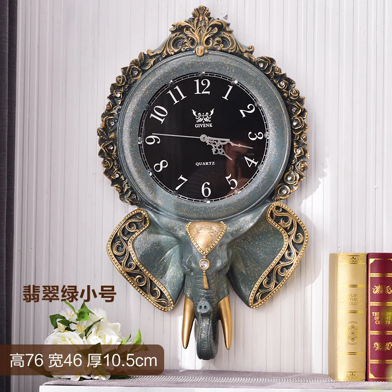 Retro Wall Clock Villa Wall Clock Elephant Color:J-46X10.5X76cm