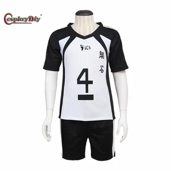 

CosplayDiy Haikyuu!! Fukurodani Academy Volley Cosplay Costume Black White Uniform Bokuto Kotaro Sports Clothing Full set