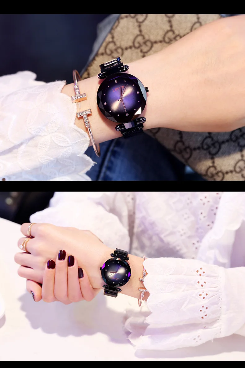 Модные женские часы в минималистическом стиле, женские наручные часы со стразами, дизайнерские часы с магнитной пряжкой, рождественский подарок
