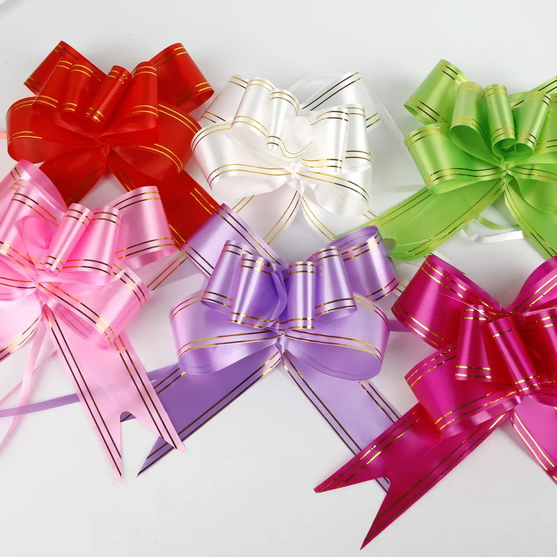 

10pcs 24cm Large Flower 4.5cm*72cm Pull Flower Ribbons Solid Color Pull Bow Ribbon Birthday Party Gift Wrapping Accessories
