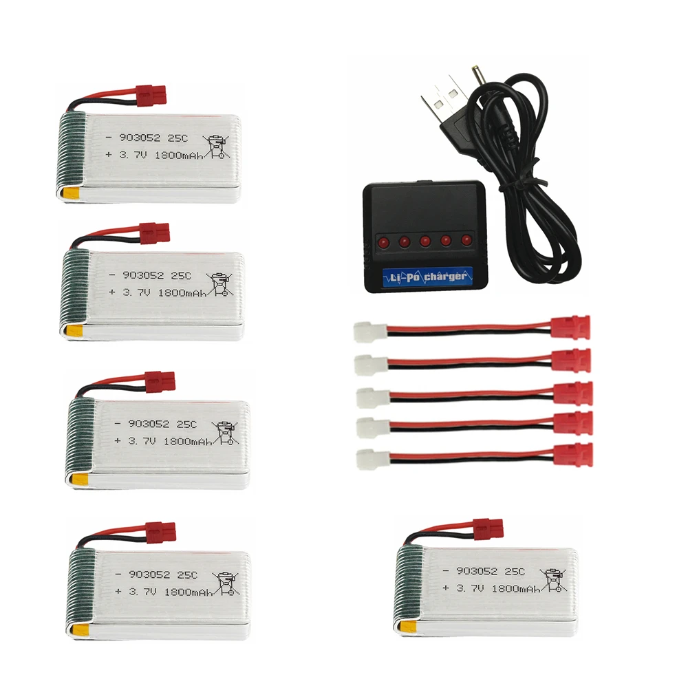 Обновление Батарея 3,7 v 1800mAh литий-полимерный Батарея для KY601S SYMA X5 X5S X5C X5SC X5SH X5SW X5UW X5HW M18 H5P HQ898 H11D H11C Drone - Цвет: 5pcs x5hw