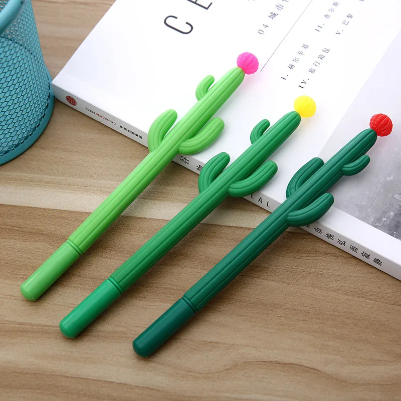 

36 pcs/lot 0.5MM Cactus black ink pen Cute plastic gel pen Kawaii stationery neutral pen escolar school office supplies