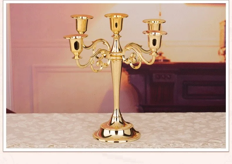 4 Colors Metal Candle Holders 5-Arms Candlestick Tabletop Candle Stand Wedding Decoration Candelabra Home Decor Candelabrum 5