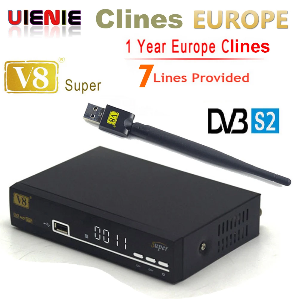 

Hot GT-Media V8 Super DVB-S2 FreeSat Satellite Receiver+1 Year Europe Spain 7 clines Portugal Germany Italy Polish TV Box