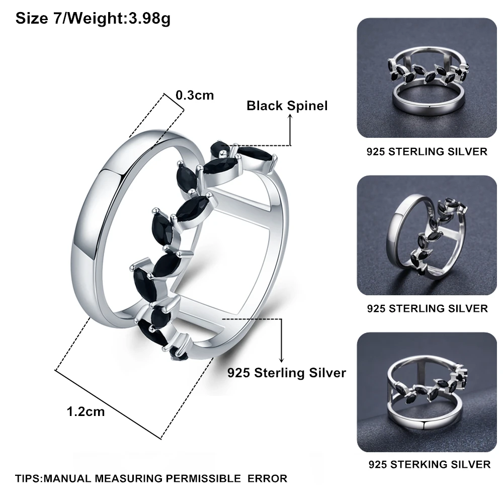 [Черный ость] чисто 925 пробы Серебряные ювелирные изделия Мода Обручение кольца для Для женщин листьев палец кольцо G001