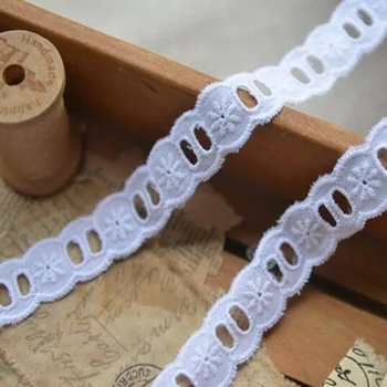 

Cotton Lace Eyelet Embroidered Fabrics 14 Yds Swiss Cotton Voile Appliqued 3D Flower Trims Diy 2cm