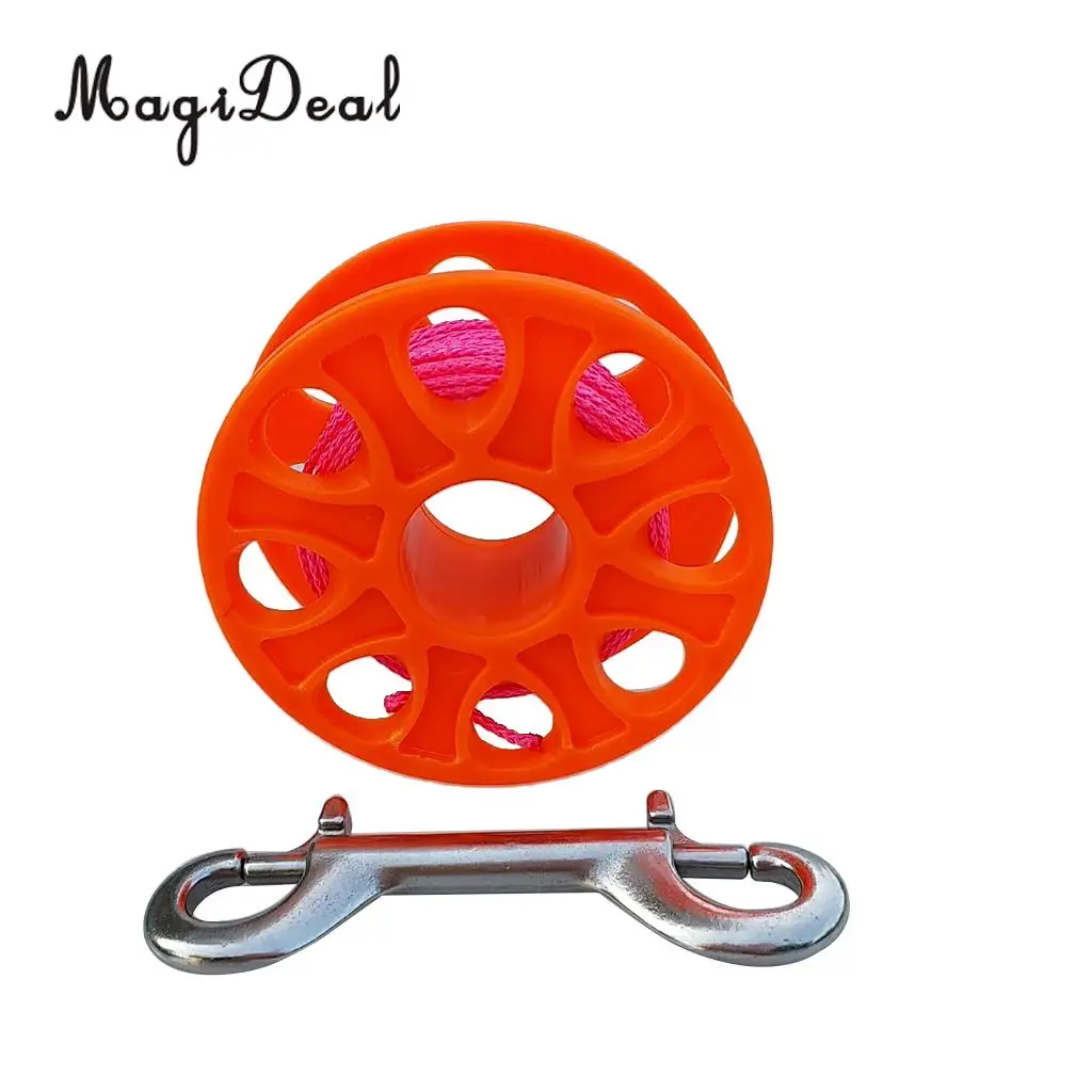 MagiDeal 18m / 30m Plastic Dive Reel Spool with Safety Bolt Snap Clip for Wreck Cave Technical Scuba Diving Snorkeling - 5 Color