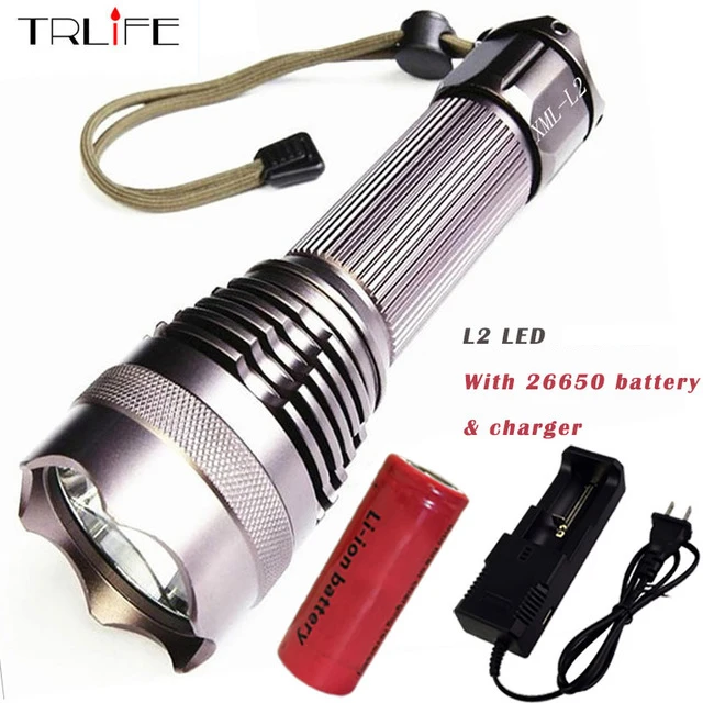 

Powerful -L2/T6 LED Flashlight 5 Modes Lanterna LED Tactical Torch Use 26650 Rechargeable Battery