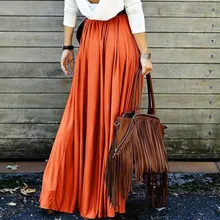 Женская элегантная плиссированная юбка с высокой талией, цвет красного вина, черный, одноцветные длинные юбки для женщин, Faldas Saia размера плюс, Женская юбка