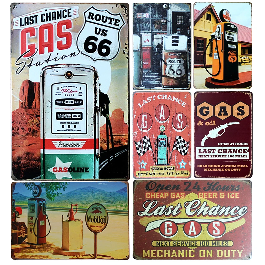 

Gas Station US Route 66 Vintage Home Decor Tin Sign 8"x12" Metal Sign Bar/Pub Wall Decor Metal Plaque Metal Art Poster