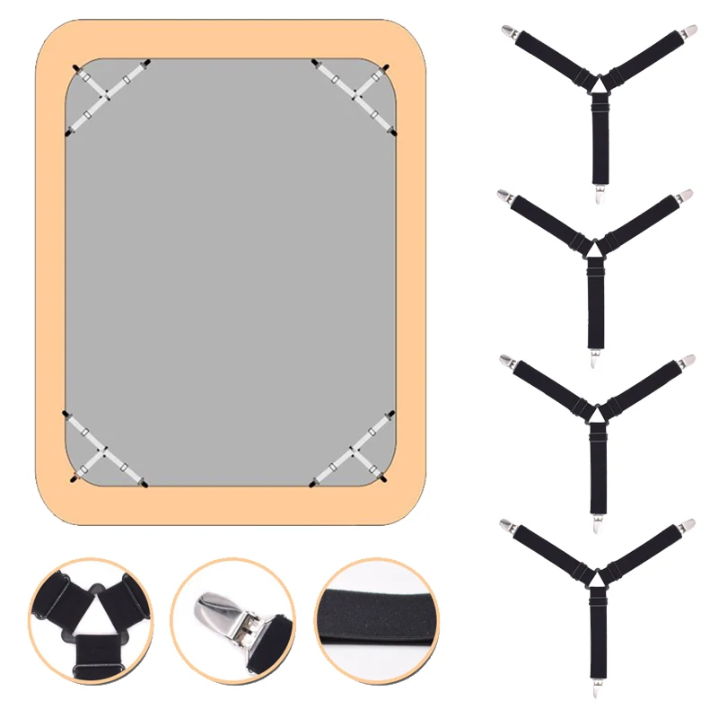 

1Pc Sheet Bed Adjustable Suspenders Crisscross Band Straps Crisscross Cloth Metal Clip Strap Sling Sheet Clip Fastener Clips