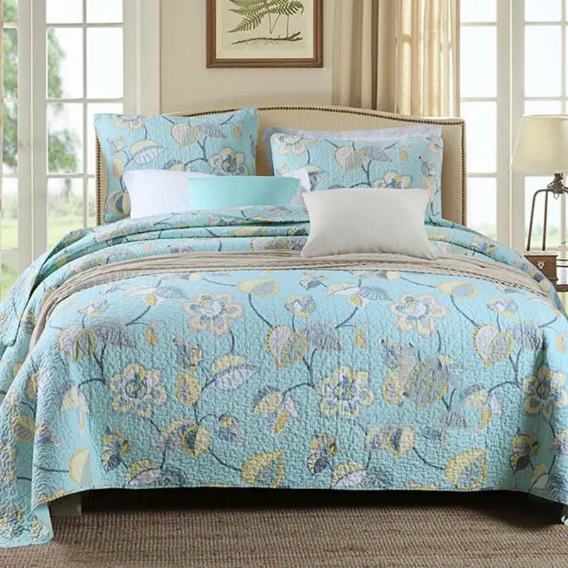 

100% Cotton Bedspreads Floral Super Soft Quilted Bedspread Set Patchwork bedspread Queen Size 3PCS