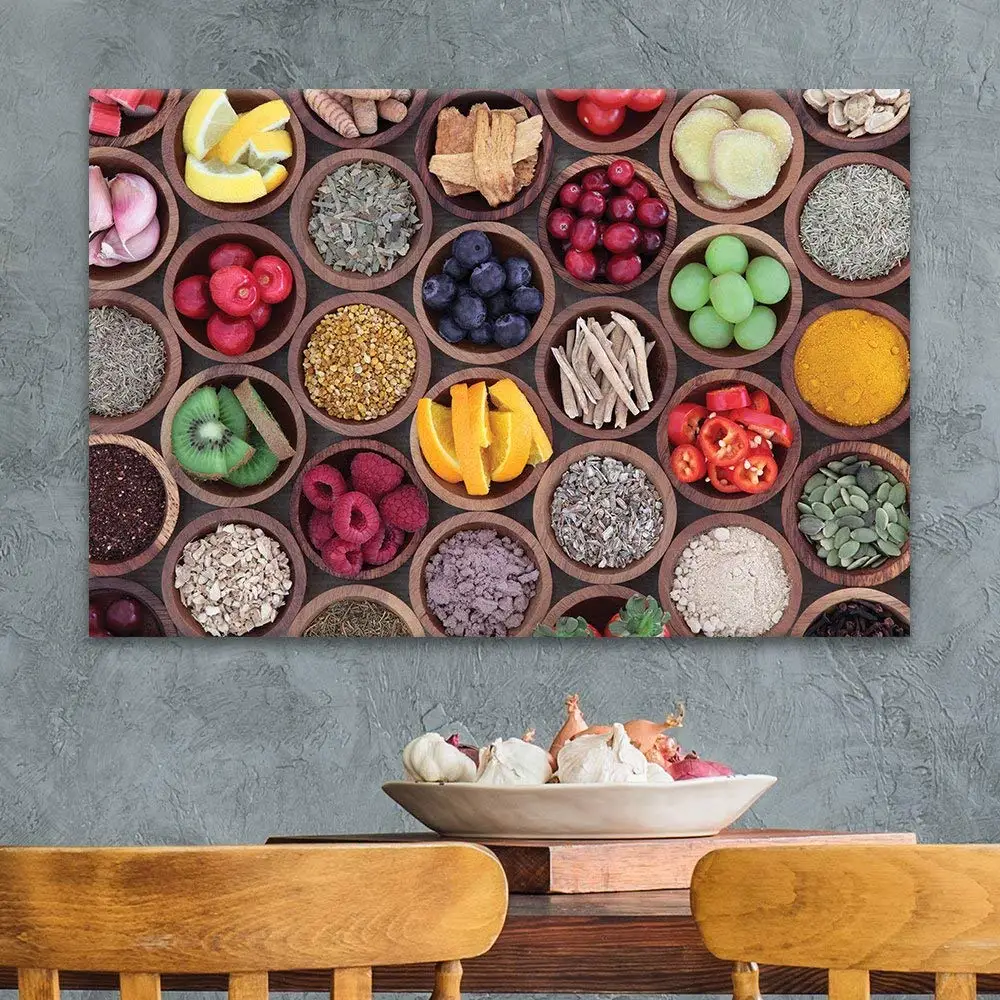 

Home Decoration Modular Picture Canvas Fruit Snack Painting Modern Printed Hot Sale Food Poster Wall Art for Living Room Framed