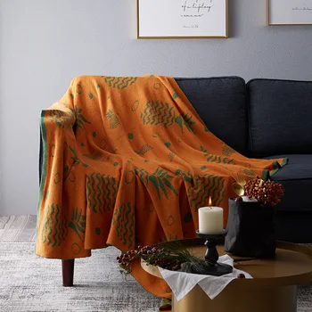 

Single Couple Air Conditioner Blankets 100%Cotton Yarn Knitting Thread Blanket Ladies Shawls Sofa Towel Nap Throw 130*160cm 1pc