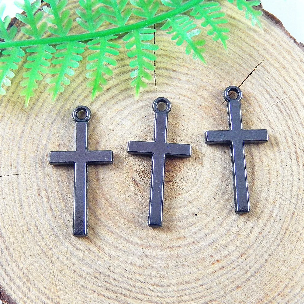 20pcs lot Unisex Gun Black Cross Pendant Charms Religious Style Man Necklace 26 12 1mm font