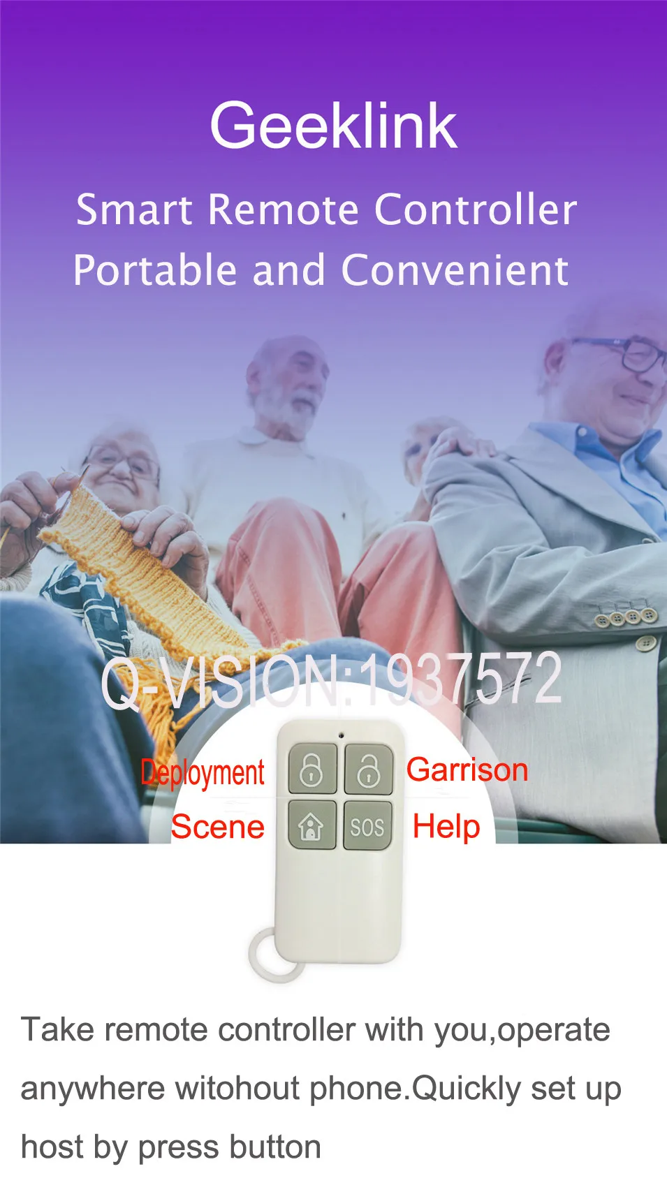 Geeklink Smart Remote Controller,Smart Home Wireless Remote Control,433 MHZ GFSK,SOSDeploymentGarrisonScene to Thinker Host