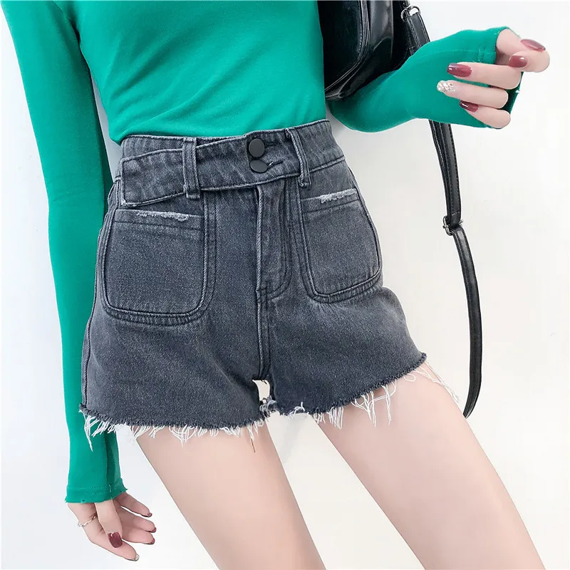 Летние плюс размеры XL джинсовые шорты для женщин большой карман шорты для весна ковбойские мотобрюки личности отверстие ж