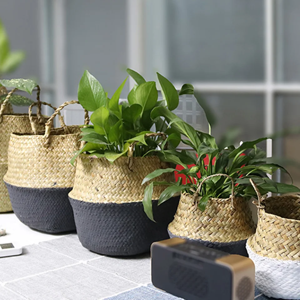 Natural Seagrass Basket Foldable Laundry Basket Bamboo Woven Storage Basket Wicker Rattan Flower Pot Handmade Straw Plant Basket Natural Seagrass Basket Foldable Laundry Basket Bamboo Woven Storage Basket Wicker Rattan Flower Pot Handmade Straw Plant Basket