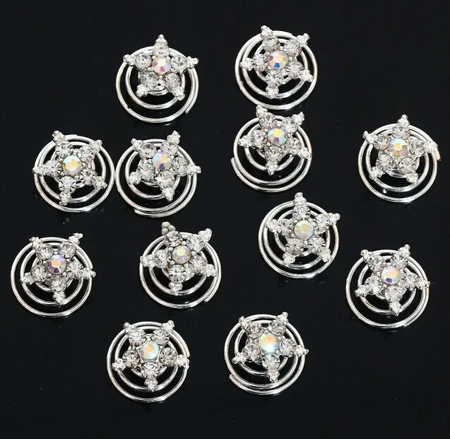 

New Arrival Rushed Hairpins Trendy Zinc Alloy 24 pieces Crystal Star Hair Twists Spins Pins Wedding Clips Accessories Sticks