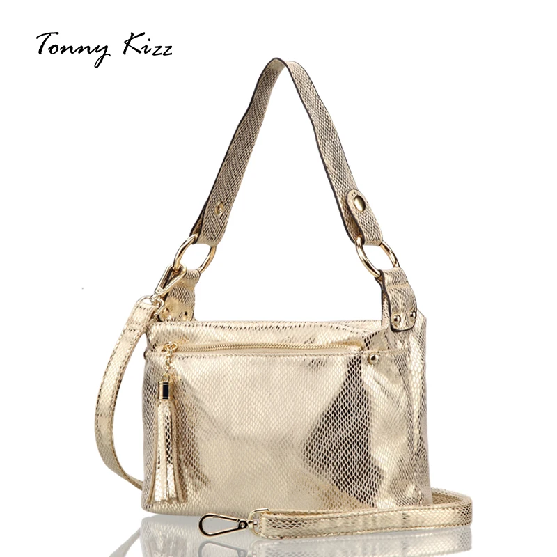 Goedkoop Tonny Kizz schoudertas crossbody tas voor vrouwen 2018 lange Brede schouderriem tote handtassen serpentine prints pu lederen handtas