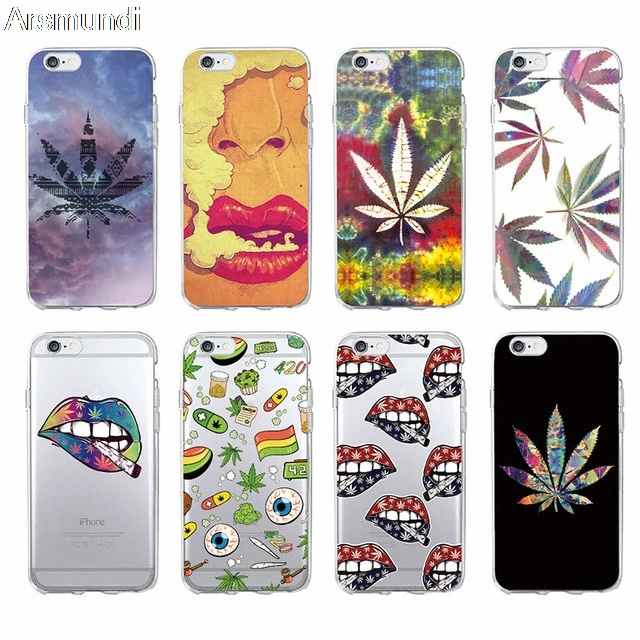 Us 349 30 Offarsmundi Fashion Art High Weed Tumblr Design Phone Cases For Iphone 6 5s 6 6s 7 8 Plus X Case Crystal Clear Soft Tpu Cover Cases In