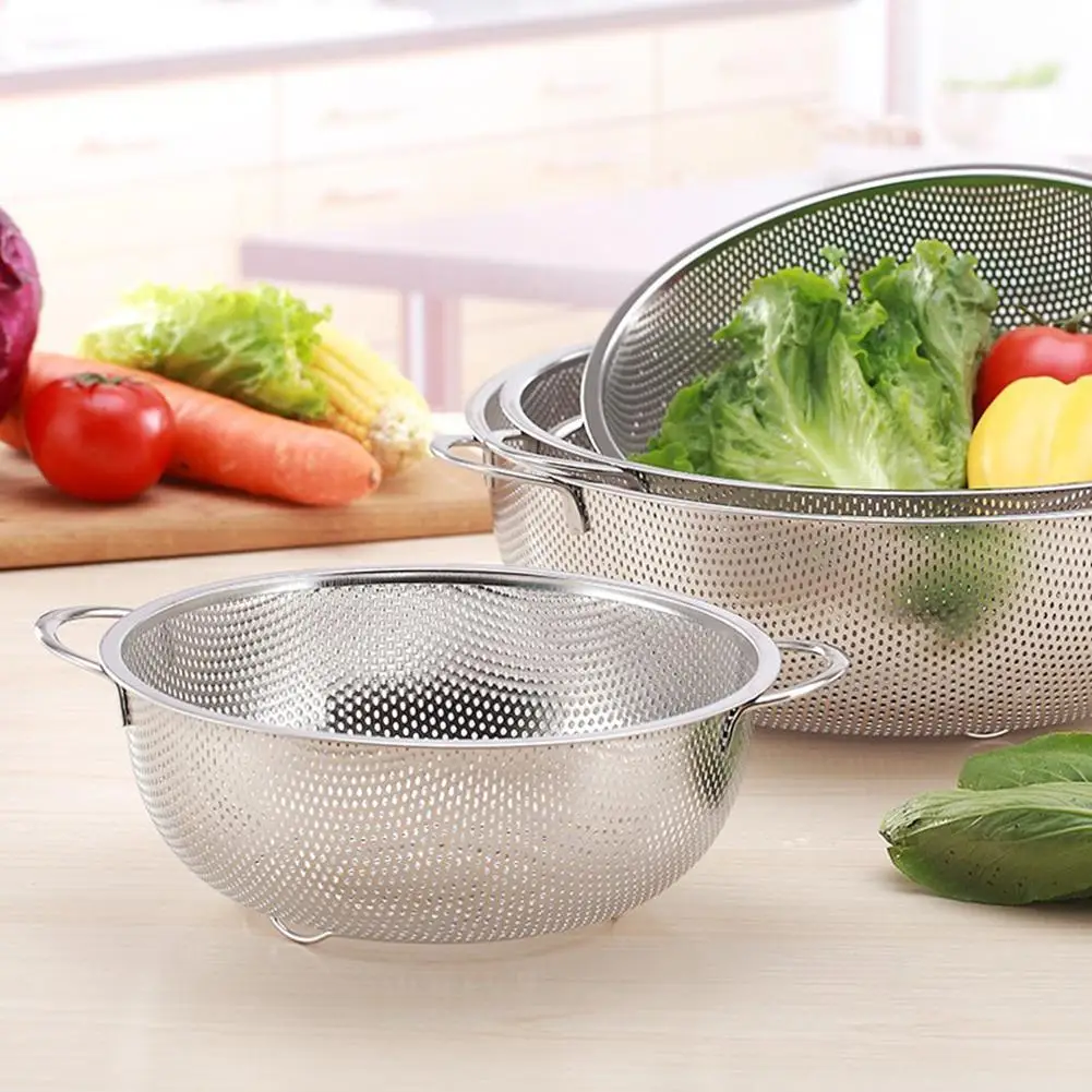 

Stainless steel dense hole multi-purpose basket single ring / double ear washing basket punching drain basin