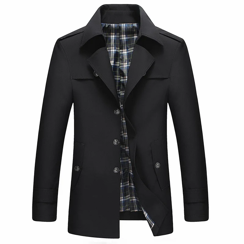 BOLUBAO, мужской осенний Тренч, пальто, мужская мода, однотонный цвет, много карманов, теплый, толстый, удобный, бушлат, мужской Тренч - Цвет: Black