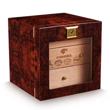 CIGARLOONG 3 Layers Cigar Humidor Box cedar Wood Lined Hygrometer Smoking Cigar Accessories Gifts CA-0412