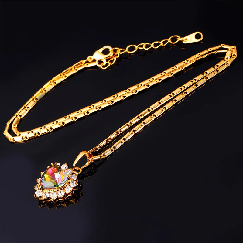 Ожерелье Collare с австрийскими кристаллами для женщин, подарок на день Святого Валентина, золотое ожерелье с романтическим сердцем и подвесками, опт P122