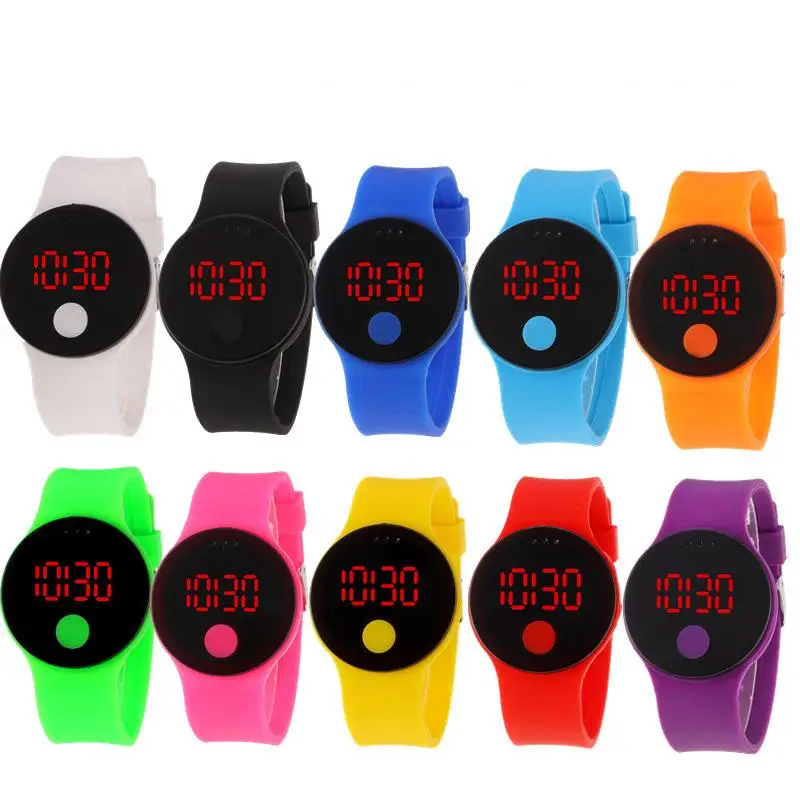 

LED Round Silicon Button Sports Leisure Student Watch