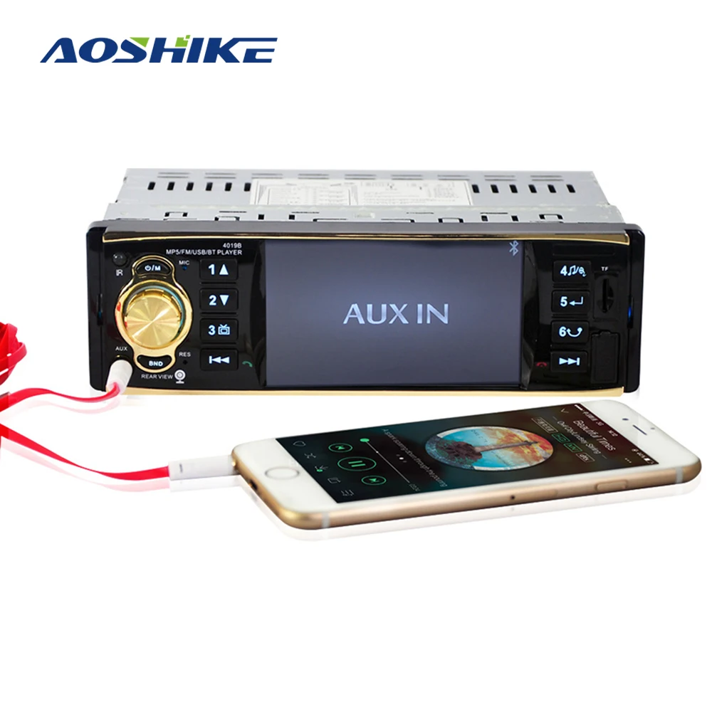 AOSHIKE HD 4 1 дюйма Din высокой четкости автомобиля Bluetooth MP5 12V карточная машина U диск