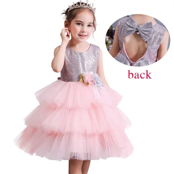 

New High-grade Layered Dress Girls Dresses Love Backless Christmas Party Princess Dresses Wedding Dress For Girls Clothes