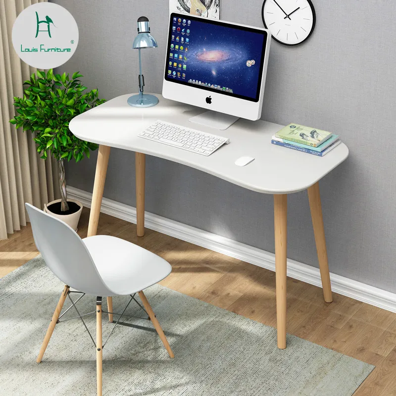 Модные компьютерные столы в скандинавском стиле, минималистичный современный стол для спальни из твердой древесины