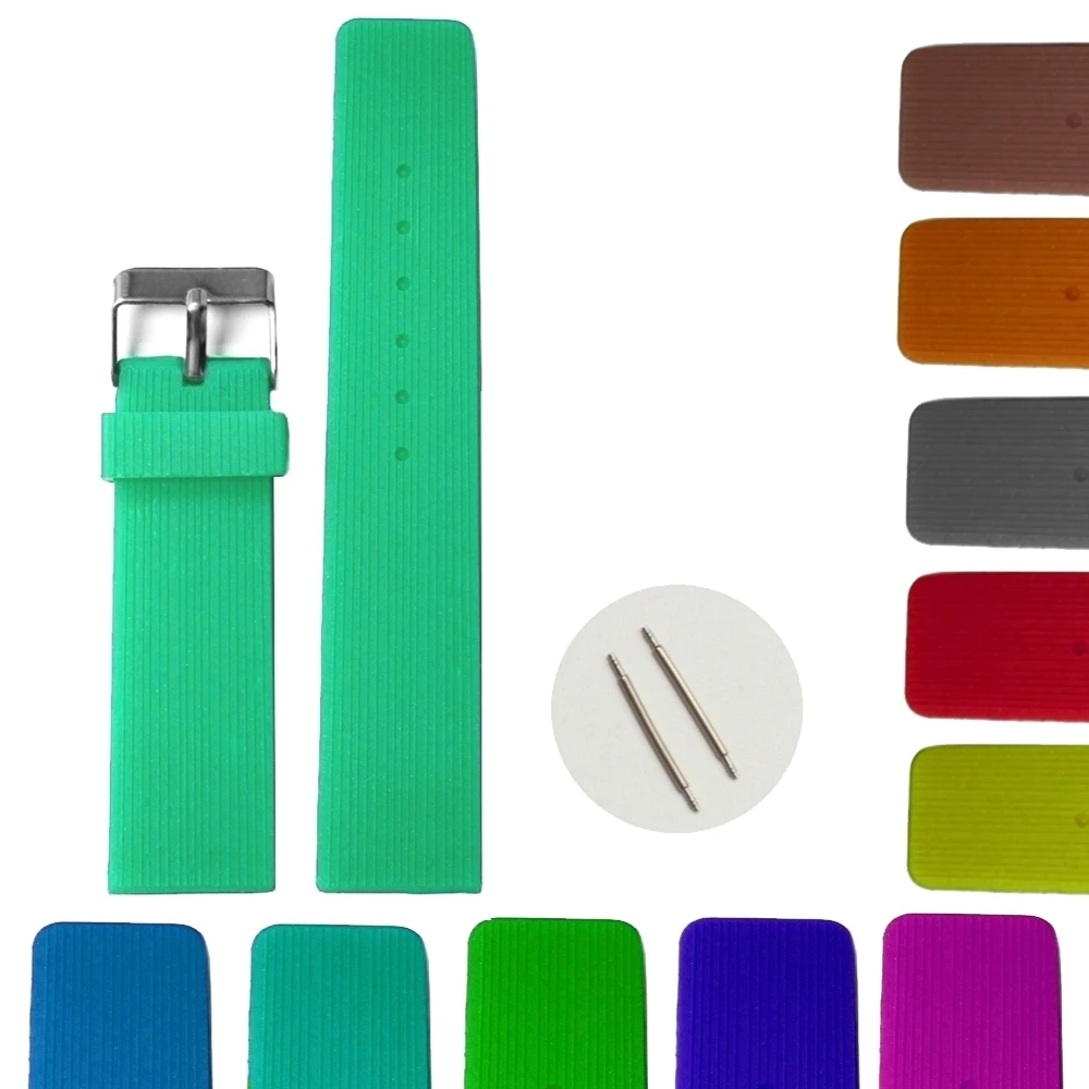 

22mm Light Blue Zircon Color Silicone Rubber Girls Watch Band Straps WB1071W22JB