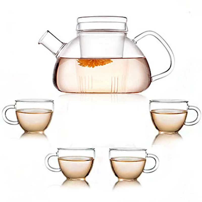 Термостойкое Стекло Цветы и кофе травяной чай специальные с фильтром стеклянный чайный набор dd004 - Цвет: 5 sets of monolayers